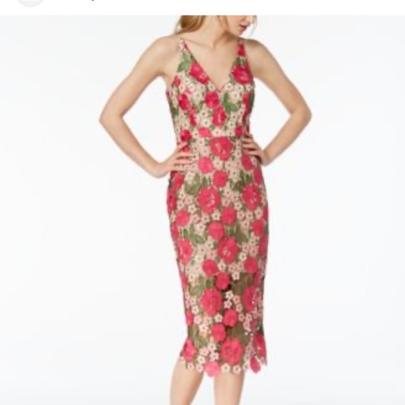 ☀️Xscape Pink Bodycon Spaghetti Strap Midi Dress - Picture 4 of 4